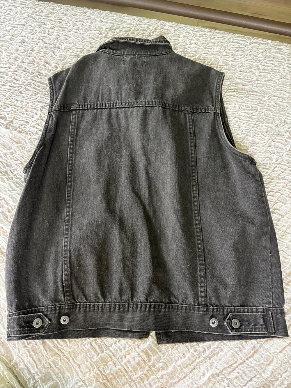 Topman Washed Charcoal Denim Sleeveless Jacket XL - Picture 3 of 4